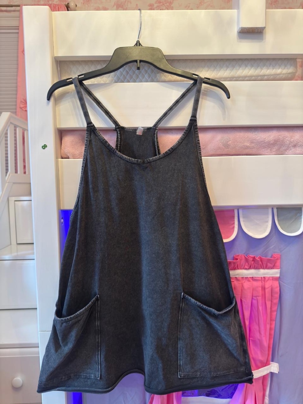 FP Movement by Free People Washed Black Pinafore Slip with Pockets